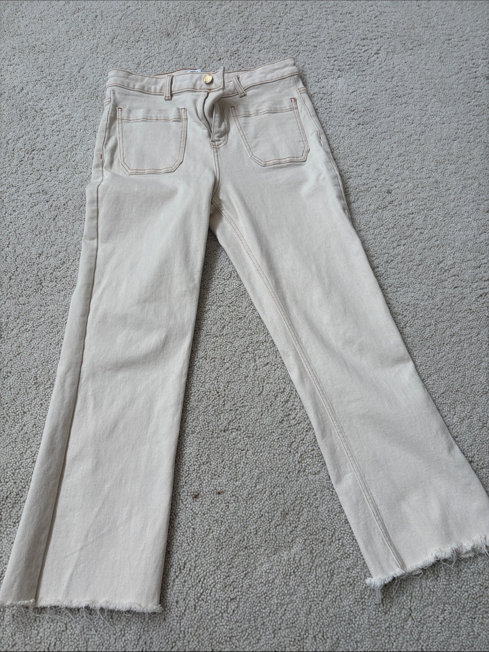 Zara Light Beige Wide-Leg Jeans